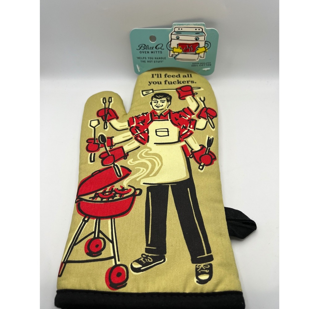 Blue Q BBQ Theme Oven Mitt NWT Retro Humor Kitsch Cottagecore